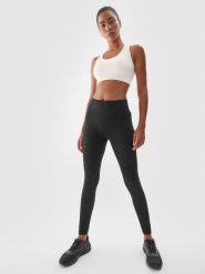 4F Legginsy treningowe bezszwowe z wysokim stanem damskie - czarne XS/S. Czarne legginsy sportowe 4f, s, bez wzorów, z dzianiny, z podwyższonym stanem, na fitness i siłownię. Za 129.99 zł.