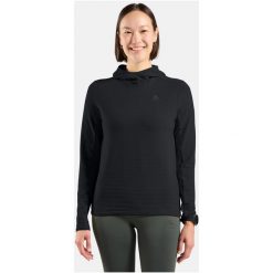 Bluza z kapturem Odlo Mid layer hoody ESSENTIAL THERMAL. Czarne bluzy Odlo, bez wzorów, z kapturem. Za 339.99 zł.