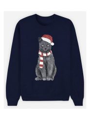 WOOOP Bluza "Xmas Cat" w kolorze granatowym rozmiar: L. Niebieskie bluzy Wooop, l, bez wzorów, z bawełny, bez kaptura. Za 100.99 zł.