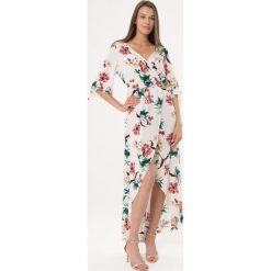 Biała Sukienka Sweet Sounding. Białe sukienki Born2be, l, bez wzorów, z asymetrycznym kołnierzem, bez ramiączek, maxi, asymetryczne. Za 69.99 zł.