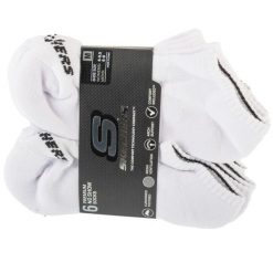 Skarpetki sportowe dla dorosłych 6pk Core Lowcut Md Socks. Białe skarpety Skechers, bez wzorów, z materiału. Za 89.99 zł.