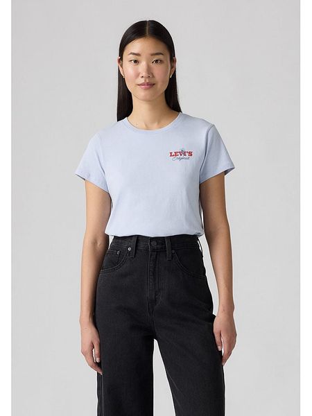 Levi's Koszulka w kolorze błękitnym rozmiar: M. Niebieskie bluzki Levi's®, m, bez wzorów, z bawełny, bez kołnierzyka, bez ramiączek. Za 114.95 zł.