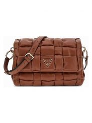 Guess Torebka "Marion" w kolorze jasnobrązowym - 26 x 18 x 8 cm rozmiar: onesize. Brązowe torby na ramię Guess, z aplikacjami, z materiału, na ramię, bez dodatków. Za 543.90 zł.