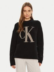 Calvin Klein Jeans Sweter Intrasia J20J224799 Czarny Relaxed Fit. Czarne swetry Calvin Klein Jeans, xs, bez wzorów, z bawełny, bez ramiączek. Za 359.99 zł.
