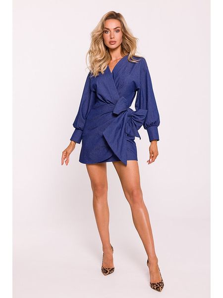 Made of emotion Sukienka w kolorze niebieskim rozmiar: L. Niebieskie sukienki Made Of Emotion, na co dzień, l, bez wzorów, z bawełny, bez kołnierzyka, bez ramiączek, mini, proste. Za 202.50 zł.