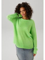 Aniston Sweter w kolorze zielonym rozmiar: 44. Zielone swetry Aniston, bez wzorów, z bawełny, bez ramiączek. Za 88.45 zł.