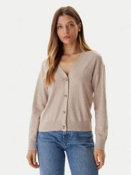 Guess Jeans Kardigan W4BR16 Z3HO2 Beżowy Regular Fit. Brązowe kardigany Guess Jeans, m, z aplikacjami, z jeansu. Za 389.99 zł.