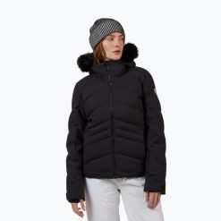 Kurtka narciarska damska Rossignol Staci Insulated. Czarne kurtki narciarskie Rossignol, bez wzorów, bez kaptura, narciarskie. Za 1,460.80 zł.
