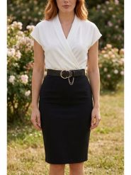 SOULSHAE Sukienka w kolorze biało-czarnym rozmiar: L/XL. Białe sukienki SOULSHAE, l, bez wzorów, z koronki, bez kołnierzyka, bez ramiączek, midi. Za 124.95 zł.