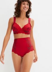 Figi shape z połyskiem, średni stopień modelowania sylwetki. Czerwone figi bonprix, bez wzorów. Za 37.99 zł.