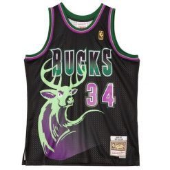 Koszulka NBA Milwaukee Bucks Ray Allen. Czarne bluzki Mitchell & Ness, bez wzorów, sportowe, bez kołnierzyka, bez ramiączek. Za 573.00 zł.