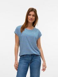 Vero Moda Koszulka w kolorze niebiesko-białym rozmiar: XXL. Białe bluzki Vero Moda, xxl, bez wzorów, bez kołnierzyka, bez ramiączek. Za 70.74 zł.