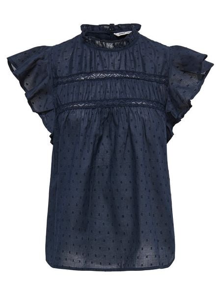 ONLY Bluzka Katti 15337637 Granatowy Regular Fit. Niebieskie bluzki Only, xs, bez wzorów, z bawełny, bez kołnierzyka, bez ramiączek. Za 99.99 zł.