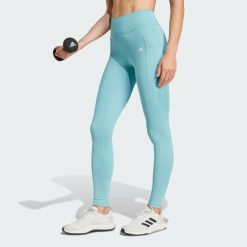 Legginsy Optime Full-Length. Zielone legginsy Adidas, xs, bez wzorów, z materiału. Za 279.00 zł.