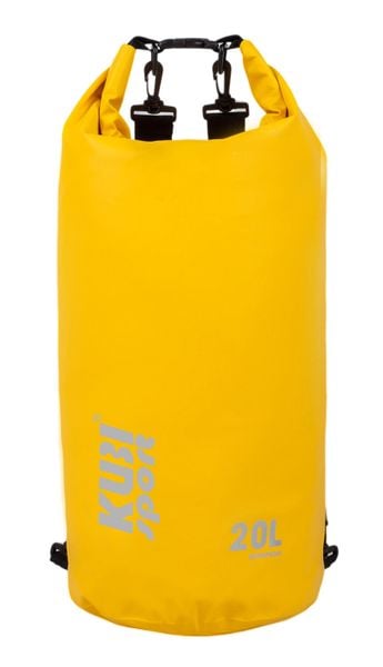 Wodoodporna torba na łódź 20 L. Żółte torby na ramię KUBISPORT, bez wzorów, z tkaniny, sportowe, na ramię, bez dodatków. Za 45.00 zł.