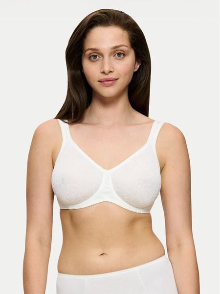 Triumph Biustonosz z fiszbiną Lovely Minimizer 10166834 Biały. Białe biustonosze Triumph, bez wzorów, z syntetyku. Za 109.00 zł.