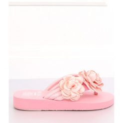 Klapki japonki różowe TS-33 Pink. Czerwone klapki ButyModne, bez wzorów, z materiału, bez obcasa. W wyprzedaży za 59.00 zł.