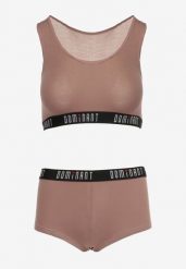 Jasnobrązowy Komplet Bawełniany Sportowy Biustonosz i Stringi oraz Szorty Elmera. Brązowe bielizna sportowa Renee, l, bez wzorów, z bawełny. Za 34.99 zł.