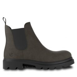 Sztyblety ECCO. Zielone botki ecco, bez wzorów, bez obcasa, na płaskiej podeszwie, bez zapięcia. Za 699.99 zł.