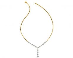 Naszyjnik z żółtego złota z brylantami - 43 cm - 1,05 ct - próba 585. Żółte naszyjniki Apart, z brylantem, złote. Za 29,590.00 zł.