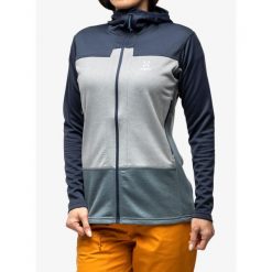 Bluza rozpinana damska Haglofs ROC Flash Mid Hood. Niebieskie bluzy Haglöfs, bez wzorów, bez kaptura. Za 386.99 zł.