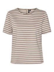Vero Moda Koszulka w kolorze jasnobrązowo-białym rozmiar: S. Białe bluzki Vero Moda, s, bez wzorów, bez kołnierzyka, bez ramiączek. Za 48.39 zł.