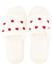 Zwillingsherz Kapcie w kolorze czerwono-kremowym rozmiar: L/XL. Brązowe obuwie domowe Zwillingsherz, bez wzorów, z materiału, bez zapięcia. Za 60.88 zł.