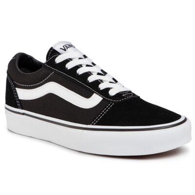 Vans VN0A3IUNIJU1 Czarny. Czarne obuwie sportowe Vans, ze skóry, bez zapięcia. Za 299.99 zł.