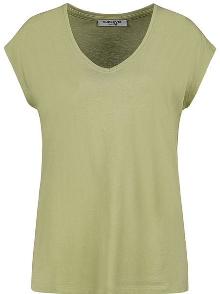 Sublevel Koszulka w kolorze zielonym rozmiar: S. Zielone bluzki Sublevel, s, bez wzorów, z bawełny, bez kołnierzyka, bez ramiączek. Za 32.52 zł.