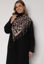 Brązowy Panterkowy Szalik z Wiskozy Zdobiony Frędzlami Ferenea. Brązowe szaliki Born2be, z aplikacjami, z wiskozy, eleganckie. Za 39.99 zł.