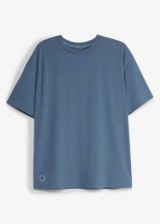 Koszulka sportowa oversize z bawełną, szybkoschnąca. Niebieskie koszulki sportowe bonprix, bez wzorów, z bawełny, bez ramiączek. Za 54.99 zł.