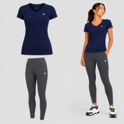 ZESTAW DAMSKI 4F T-SHIRT + LEGGINSY SPORTOWY KOMPLET NA CO DZIEŃ L SS26. Legginsy 4f, l, bez wzorów, z bawełny, na fitness i siłownię. Za 119.98 zł.