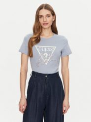 Guess T-Shirt W5GI05 I3Z14 Błękitny Regular Fit. Niebieskie t-shirty Guess, s, z aplikacjami, z bawełny, bez kołnierzyka, bez ramiączek. Za 129.99 zł.