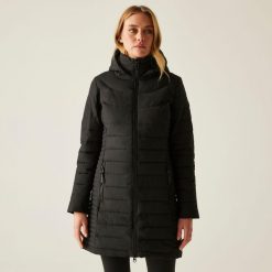 Płaszcz damski zimowy ocieplany Andria. Czarne płaszcze Regatta, na zimę, bez wzorów, z puchu, bez kaptura. Za 649.99 zł.