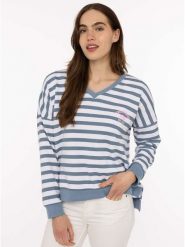Zwillingsherz Bluza w kolorze niebiesko-białym rozmiar: S/M. Białe bluzy Zwillingsherz, m, bez wzorów, bez kaptura. Za 197.63 zł.