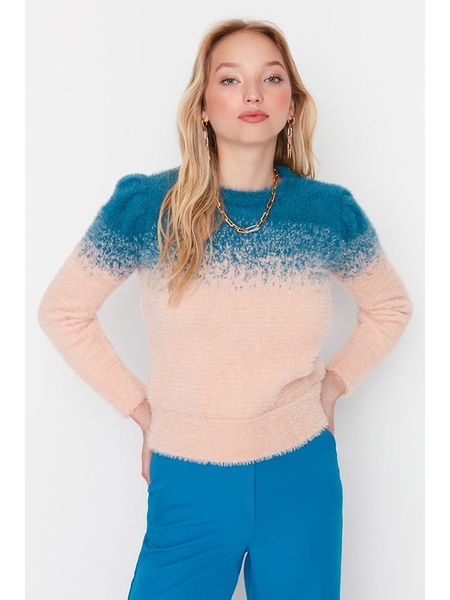 Trendyol Sweter w kolorze beżowo-niebieskim rozmiar: S. Brązowe swetry Trendyol, s, bez wzorów, bez ramiączek. Za 94.95 zł.