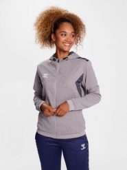 Damska poliestrowa bluza dresowa zapinana na zamek z kapturem Hummel Authentic. Szare bluzy Hummel, s, bez wzorów, z dresówki, z kapturem. Za 200.00 zł.
