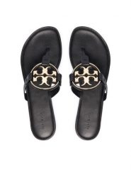 Tory Burch Japonki 167568 Czarny. Czarne klapki Tory Burch, bez wzorów, ze skóry, bez obcasa. Za 1,284.00 zł.