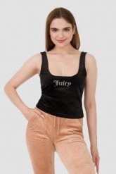 JUICY COUTURE Czarny damski top Bromley, Rozmiar S. Czarne topy Juicy Couture, s, bez wzorów, bez kołnierzyka, bez ramiączek. W wyprzedaży za 139.99 zł.