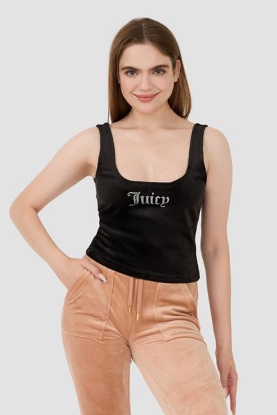 JUICY COUTURE Czarny damski top Bromley, Rozmiar S. Czarne topy Juicy Couture, s, bez wzorów, bez kołnierzyka, bez ramiączek. W wyprzedaży za 122.99 zł.