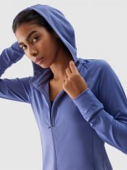4F Bluza treningowa szybkoschnąca rozpinana z kapturem damska - granatowa L. Niebieskie bluzy sportowe 4f, l, bez wzorów, z dzianiny, z kapturem. Za 79.99 zł.