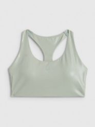 4F Biustonosz do jogi z niskim wsparciem damski - miętowy XL. Niebieskie bielizna sportowa 4f, l, bez wzorów, z gumy. Za 129.99 zł.