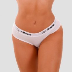 Figi damskie fitness klasyczne białe 3Pak. Białe figi GYMBEAM, xl, bez wzorów, z bawełny. Za 76.90 zł.