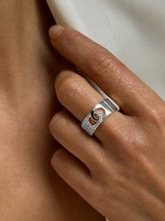 DI GIORGIO Srebrny pierścionek z cyrkoniami rozmiar: 54. Szare pierścionki DI GIORGIO, z cyrkonią, srebrne. Za 262.29 zł.