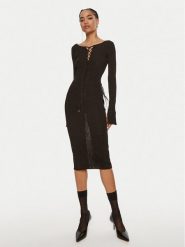 Patrizia Pepe Sukienka koktajlowa 8A1331 K1QZA K250 Czarny Slim Fit. Czarne sukienki Patrizia Pepe, bez wzorów, z syntetyku, wizytowe, bez kołnierzyka, bez ramiączek. Za 559.99 zł.