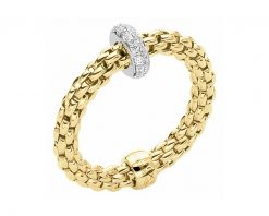Pierścionek FOPE FLEX'IT z żółtego i białego złota z brylantami - 0,18 ct - próba 750. Białe pierścionki Fope, z brylantem, złote. Za 14,990.00 zł.