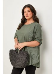 Curvy Lady Bluzka w kolorze khaki rozmiar: 44/46. Brązowe bluzki Curvy Lady, bez wzorów, klasyczne, bez kołnierzyka, bez ramiączek. Za 123.82 zł.