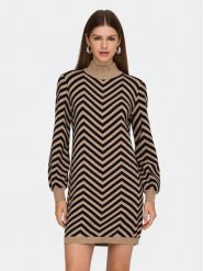 ONLY Sukienka dzianinowa Julia 15366284 Brązowy Regular Fit. Brązowe sukienki Only, m, bez wzorów, z dzianiny, bez kołnierzyka, bez ramiączek. Za 169.99 zł.