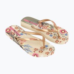 Klapki damskie Ipanema Verao Tropical. Brązowe klapki Ipanema, bez wzorów, bez obcasa. Za 79.99 zł.