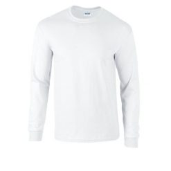 Ultra Bawełniana Koszulka Z Długim Rękawem Dla Dorosłych Unisex. Białe bluzki GILDAN, xl, bez wzorów, z bawełny, sportowe, bez kołnierzyka, bez ramiączek. Za 51.99 zł.